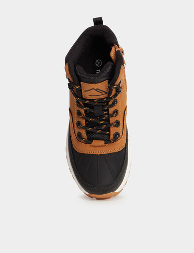 Bottines doublées zippées Trappeur jaune garçon