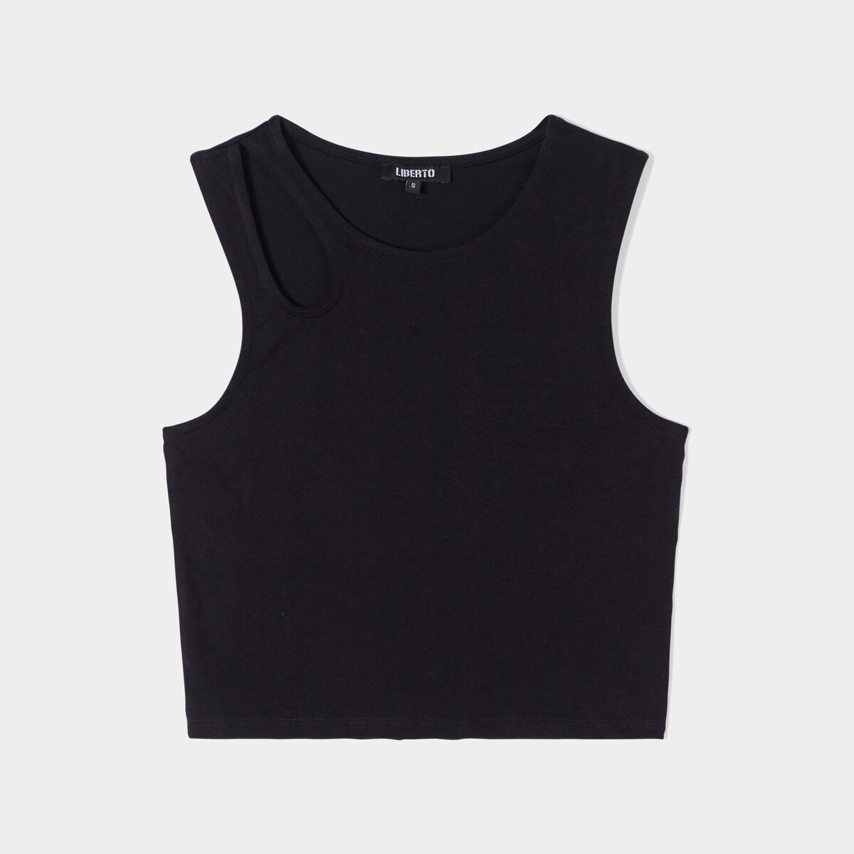 Débardeur cropped ajusté avec ouverture noir femme