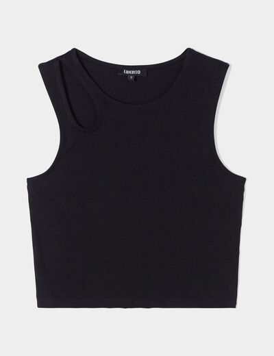 Débardeur cropped ajusté avec ouverture noir femme