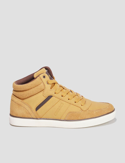 Baskets montantes à lacets jaune homme