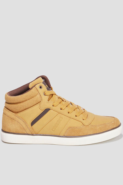 Baskets montantes &agrave; lacets jaune homme
