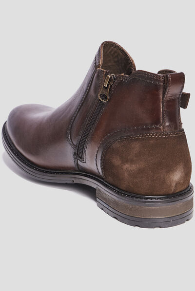 Bottines en cuir zippées Bram marron homme