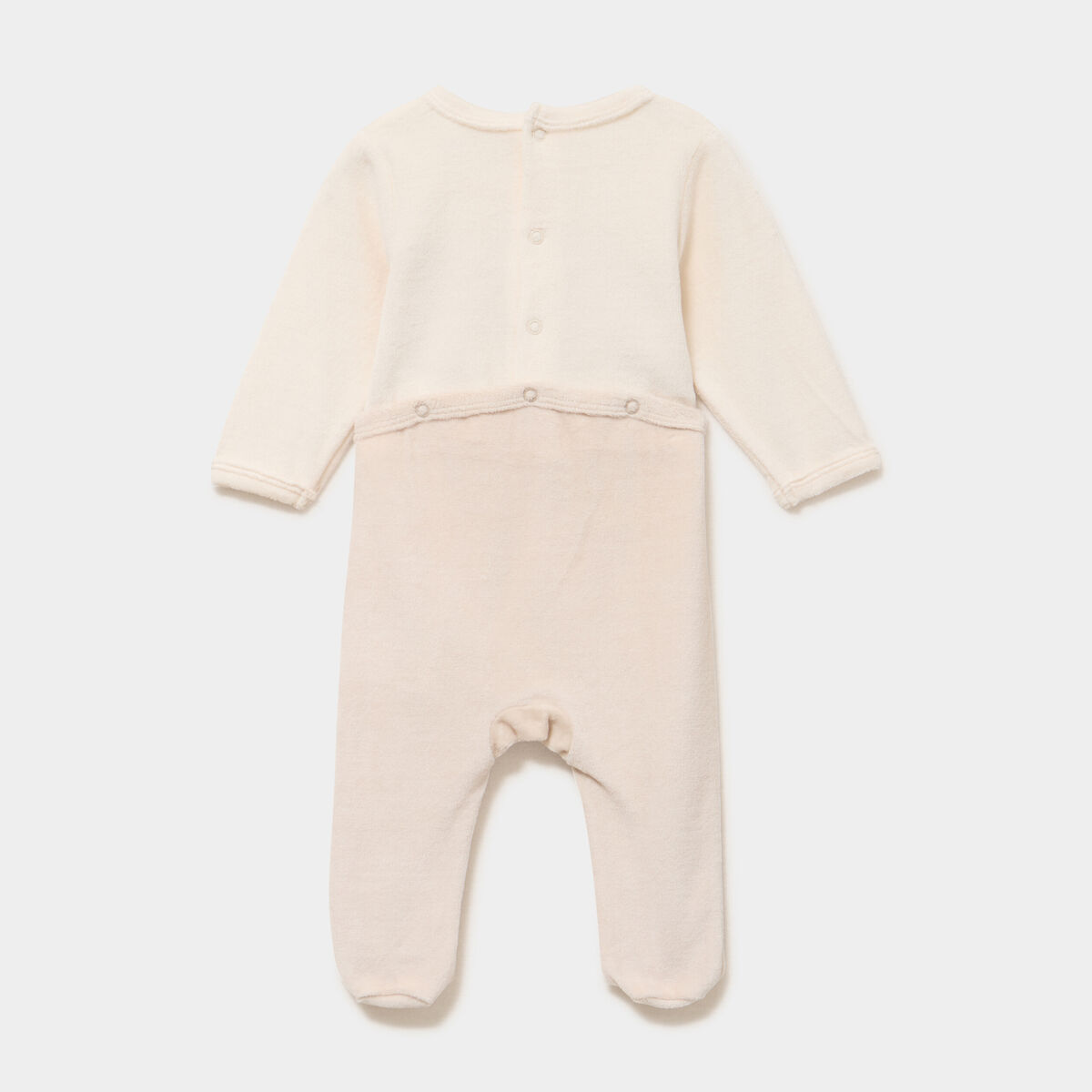 Dors-bien velours manches longues beige b&eacute;b&eacute;