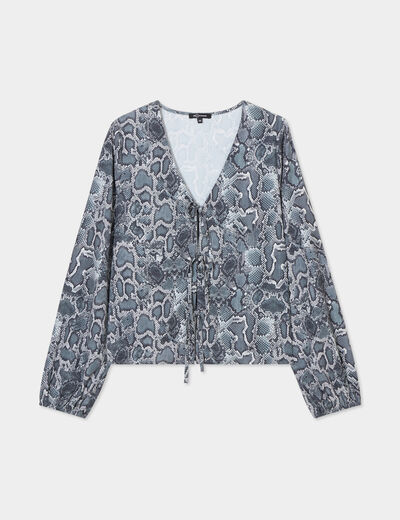 Blouse avec noeuds gris femme