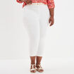 Pantalon corsaire avec ceinture blanc femme grande taille