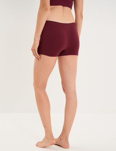 Shorty sans couture taille &eacute;lastiqu&eacute;e prune femme
