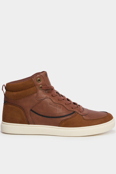 Baskets montantes &agrave; lacets marron homme