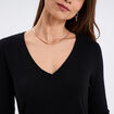 Pull ajusté avec col en V noir femme