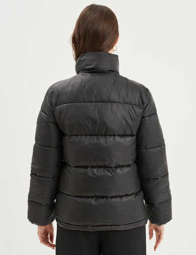 Doudoune col montant zippée noir femme