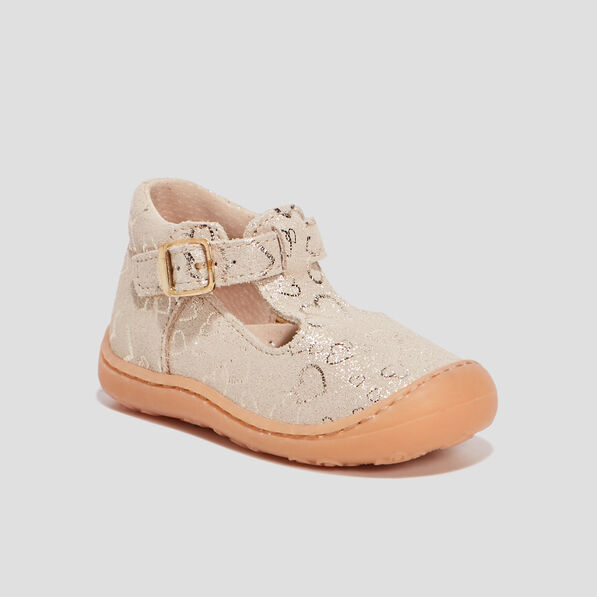 salomes en cuir jaune or bebef Salomés en cuir jaune or bébé fille