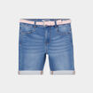 Short droit en jean ceinture tressée denim double stone fille