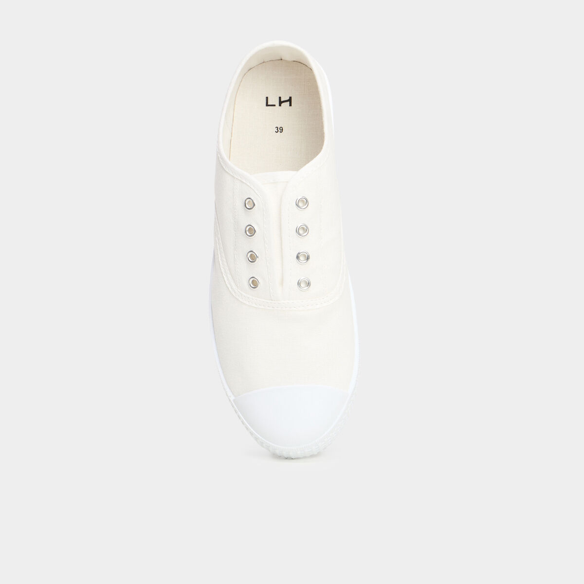 Tennis basses en toile enfilage facile blanc femme