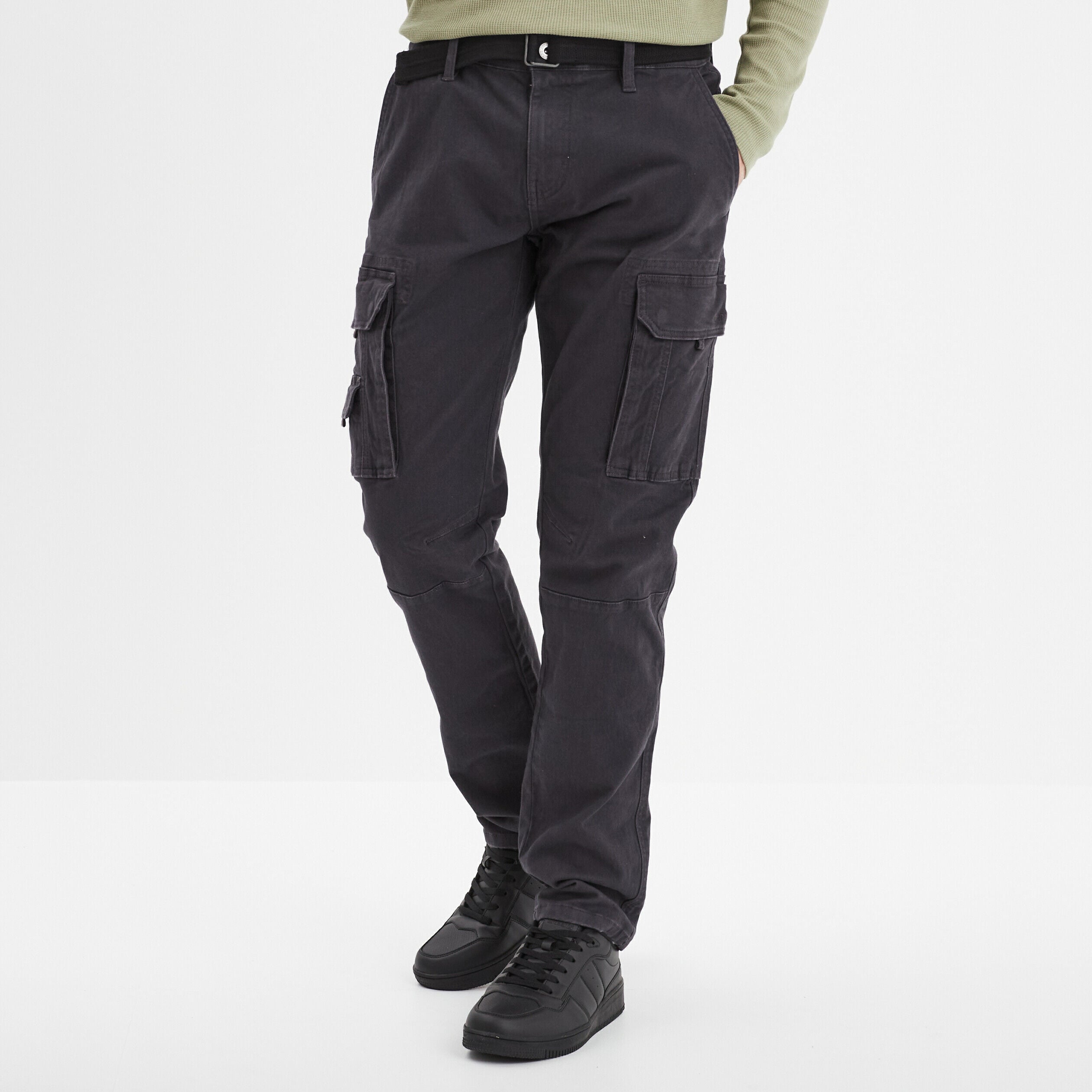 Pantalon cargo ceinturé Trappeur gris foncé homme TRAPPEUR
