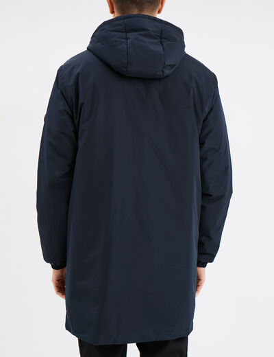 Parka déperlante doublée à capuche bleu foncé homme