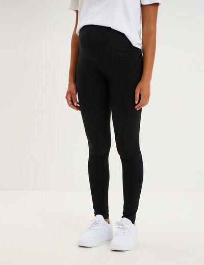 Legging grossesse en coton noir femme maternit&eacute;
