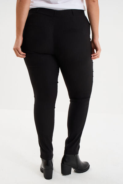 Pantalon slim &agrave; taille &eacute;lastiqu&eacute;e noir femme grande taille