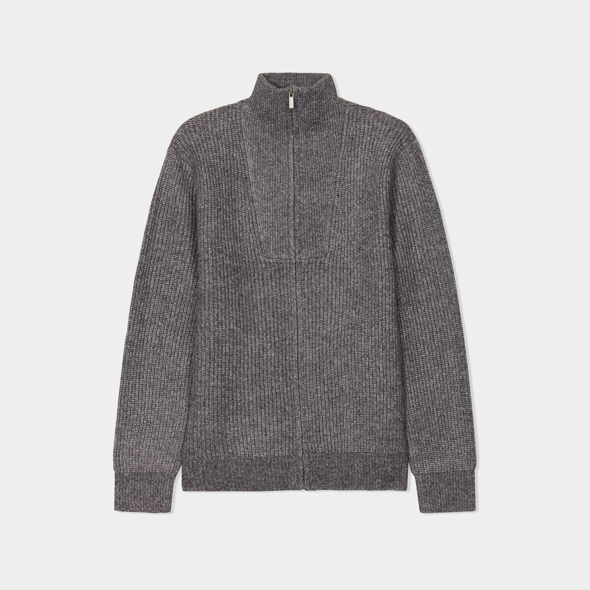 Gilet col camionneur zippé côtelé gris foncé homme