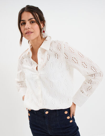 Chemise broderie anglaise coton ecru femme