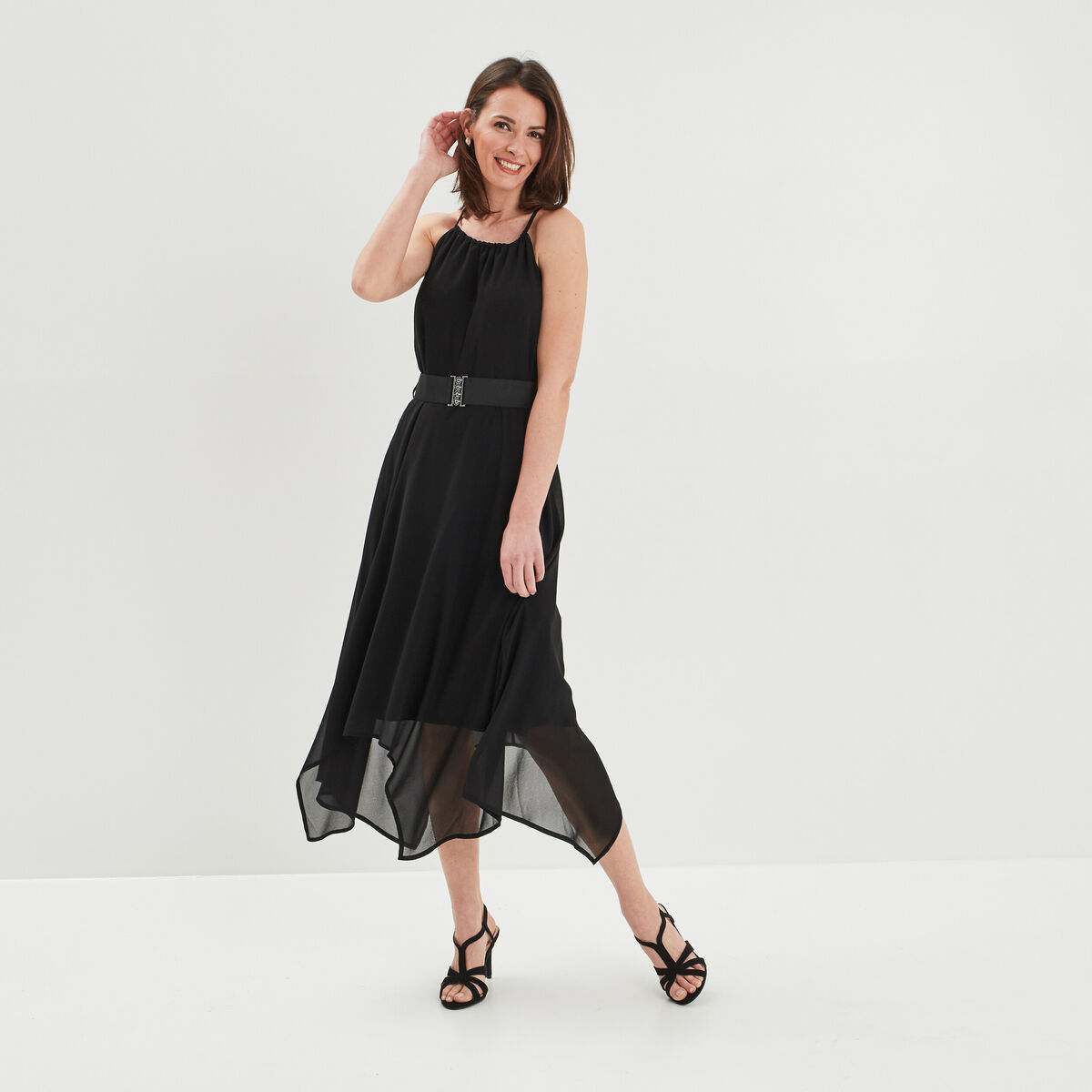 Robe longue patineuse noir femme