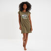 Chemise de nuit manches courtes coton vert kaki femme