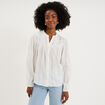 Blouse droite col tunisien coton blanc femme