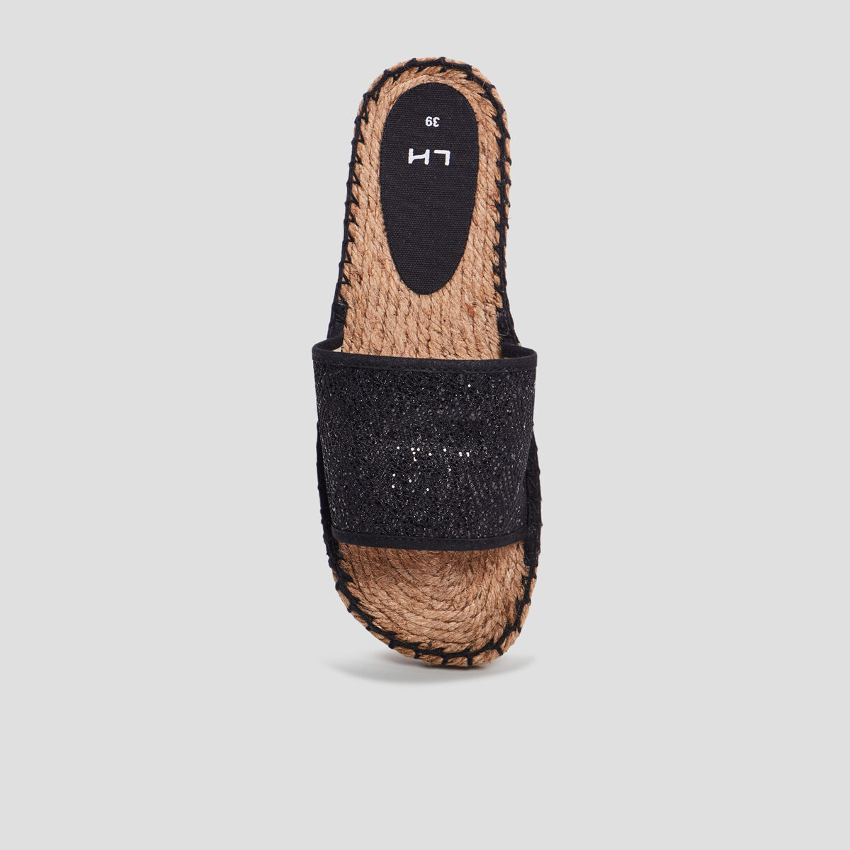 Mules détails cordes noir femme