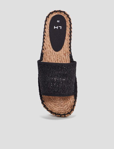Mules détails cordes noir femme