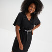 Robe courte col cache-coeur noir femme