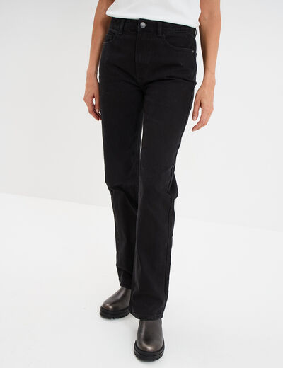 Jeans droit 5 poches coton denim noir femme