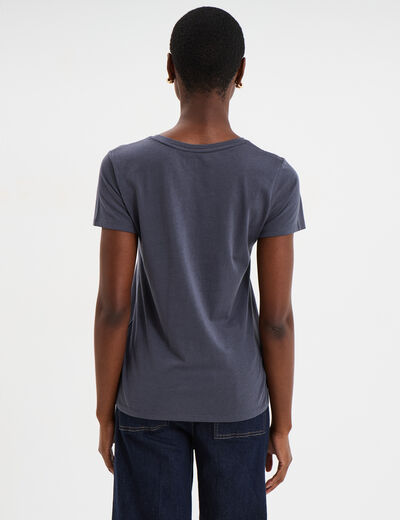 T-shirt col rond manches courtes Creeks bleu foncé femme