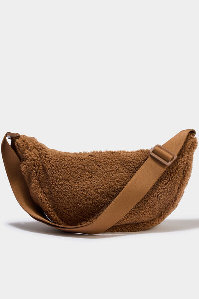 Sac banane effet polaire camel femme