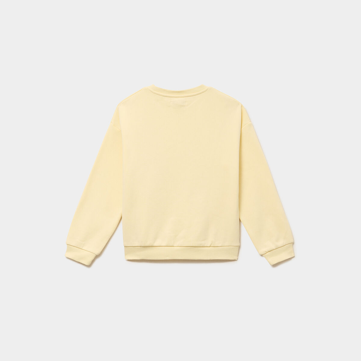 Sweat oversize col rond jaune clair fille
