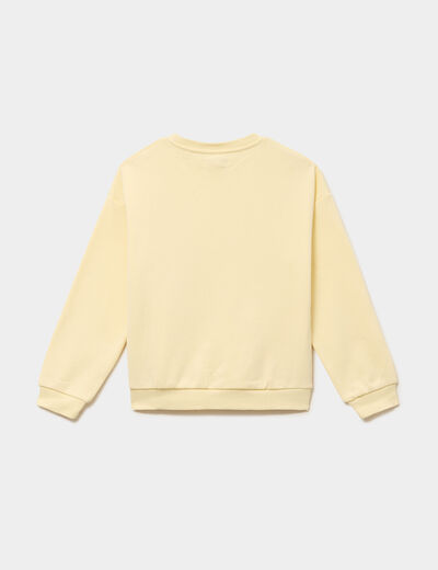 Sweat oversize col rond jaune clair fille