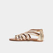 Sandales plates en cuir jaune or femme