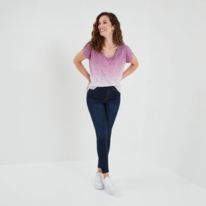 t shirt manches courtes col en v creeks parme femme T-shirt manches courtes col en V Creeks parme femme