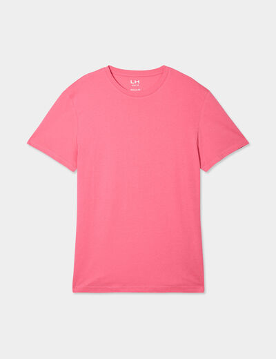 T-shirt en coton manches courtes rose framboise homme