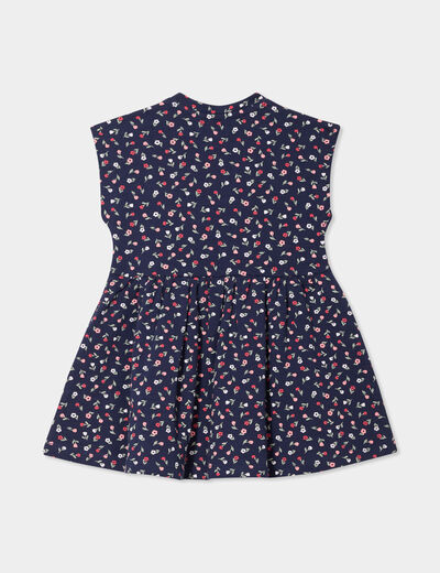 Robe patineuse manches courtes bleu marine bébé fille