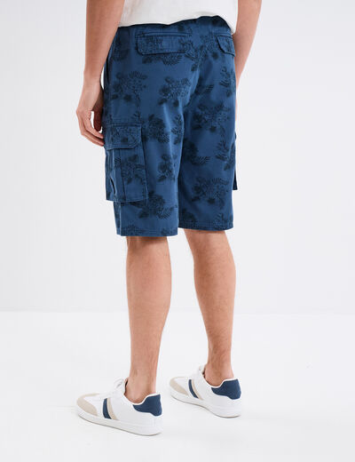 Bermuda cargo coton bleu foncé homme