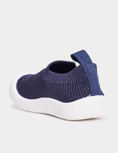 Chaussons aspect tricot bleu marine bébé garçon