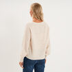 Gilet col en V manches longues ballon ecru femme