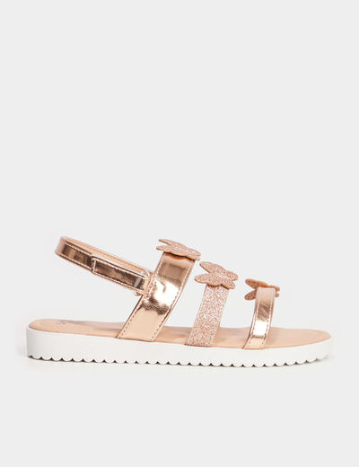 Sandales métallisées à papillons couleur argent fille