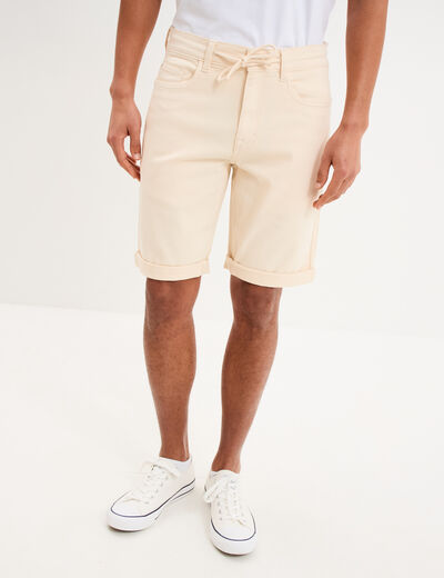 Bermuda en jean straight 5 poches ecru homme