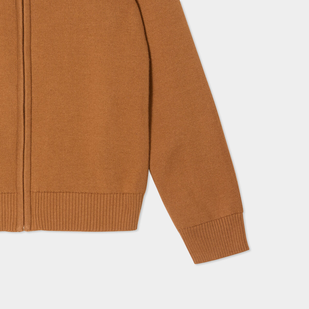 Gilet zipp&eacute; col montant coton camel gar&ccedil;on