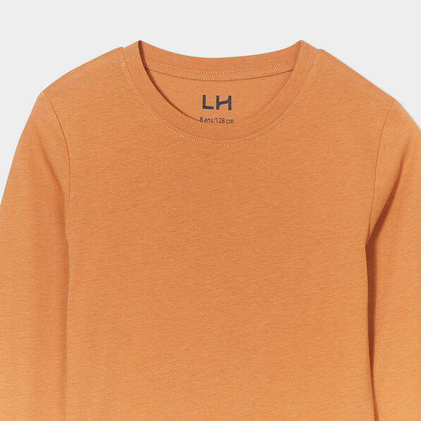 t shirt manches longues marron cognac garcon T-shirt manches longues marron cognac garçon