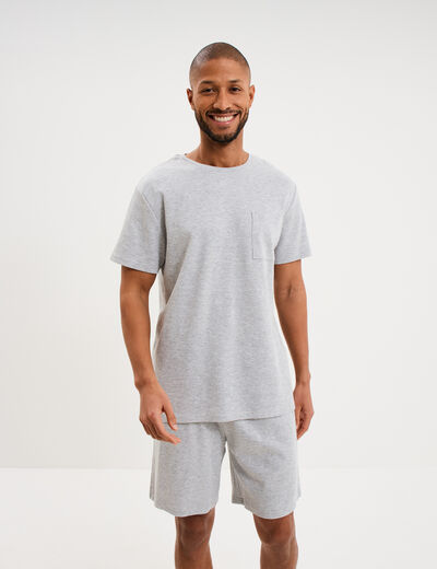 Ensemble pyjama short et t-shirt gris clair homme