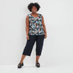 Pantacourt regular en lin majoritaire bleu foncé femme grande taille