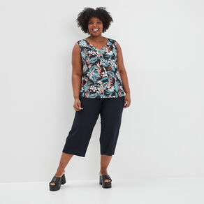 pantacourt regular en lin majoritaire bleu fonce femmegt Pantacourt regular en lin majoritaire bleu foncé femme grande taille