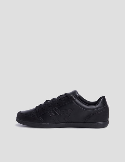 Tennis basses &agrave; lacets noir femme