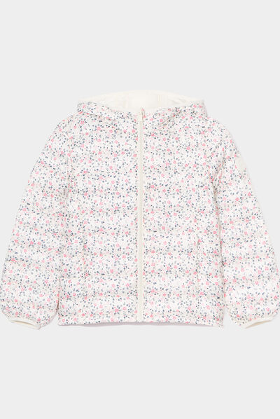 Doudoune courte col montant à capuche beige fille