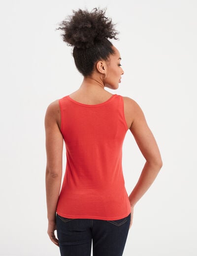 Débardeur bretelles larges coton rouge femme